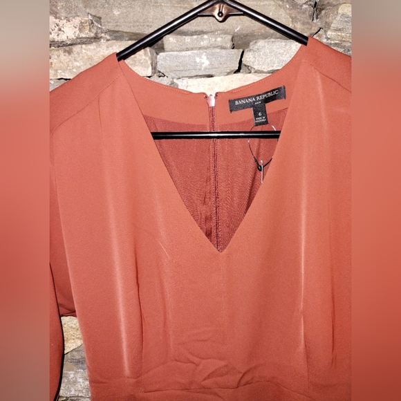 Banana Republic NWT dress, burnt caramel, size 6 short sleeves - Picture 2 of 12
